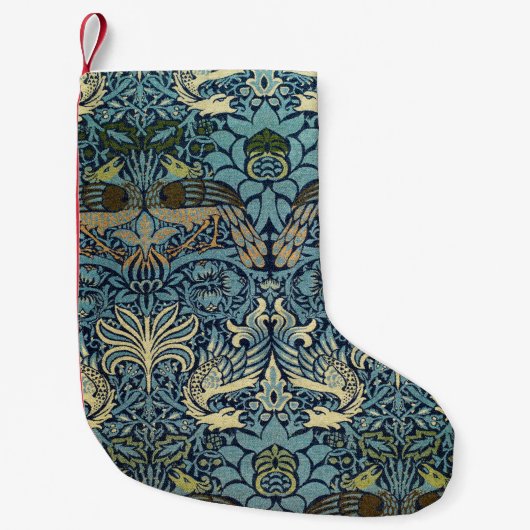 William Morris Pfau und Drache Webdesign Kleiner Weihnachtsstrumpf (Vorderseite)