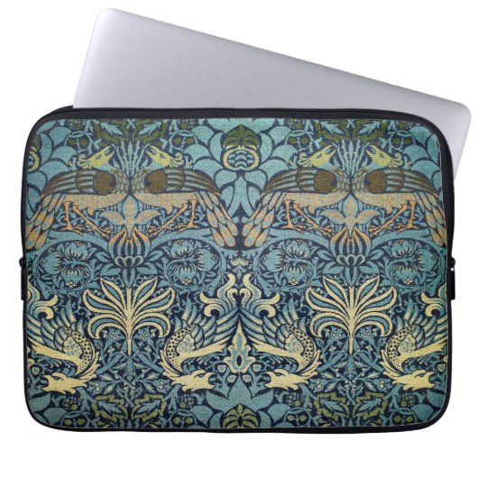 William Morris Pfau und Drache Webdesign Laptopschutzhülle (Vorderseite)