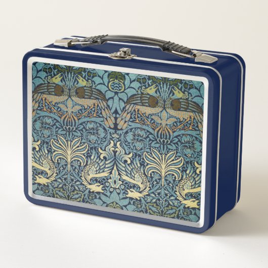 William Morris Pfau und Drache Webdesign Metall Brotdose (Vorderseite)