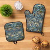 William Morris Pfau und Drache Webdesign Ofenhandschuh & Topflappen-Set (Oben Unten)