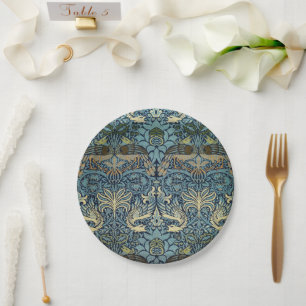 William Morris Pfau und Drache Webdesign Pappteller