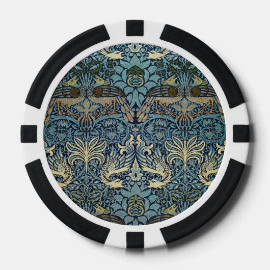 William Morris Pfau und Drache Webdesign Pokerchips (Vorderseite)