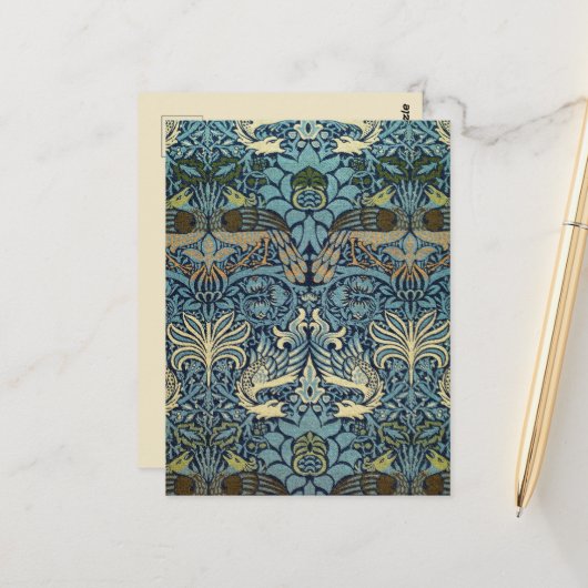 William Morris Pfau und Drache Webdesign Postkarte (Vorderseite/Rückseite Beispiel)