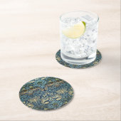 William Morris Pfau und Drache Webdesign Runder Pappuntersetzer (Vor Ort)