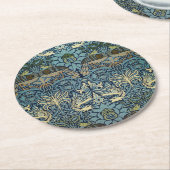 William Morris Pfau und Drache Webdesign Runder Pappuntersetzer (Angewinkelt)