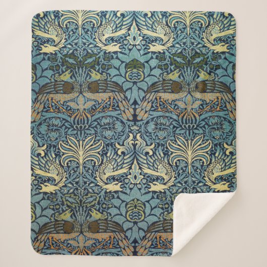 William Morris Pfau und Drache Webdesign Sherpadecke (Vorderseite)