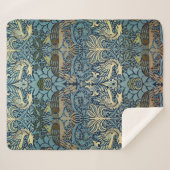 William Morris Pfau und Drache Webdesign Sherpadecke (Vorderseite (Horizontal))