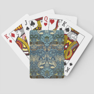 William Morris Pfau und Drache Webdesign Spielkarten