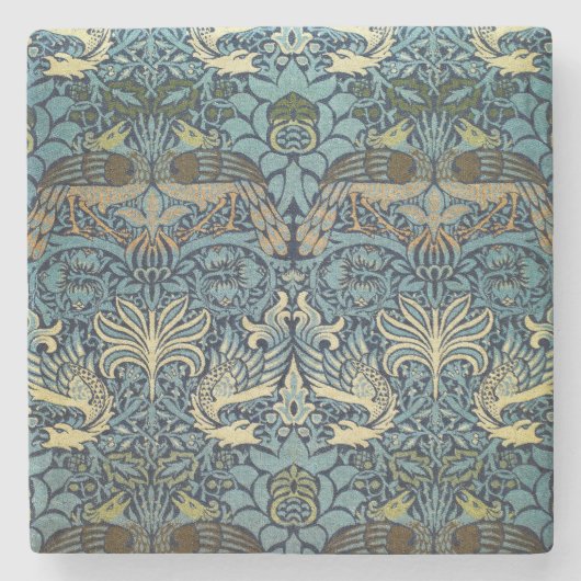 William Morris Pfau und Drache Webdesign Steinuntersetzer (Vorderseite)