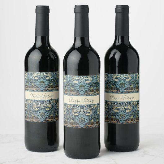 William Morris Pfau und Drache Webdesign Weinetikett (Flaschen)
