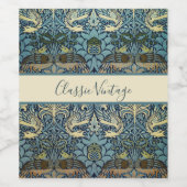William Morris Pfau und Drache Webdesign Weinetikett (Einzelnes Label)