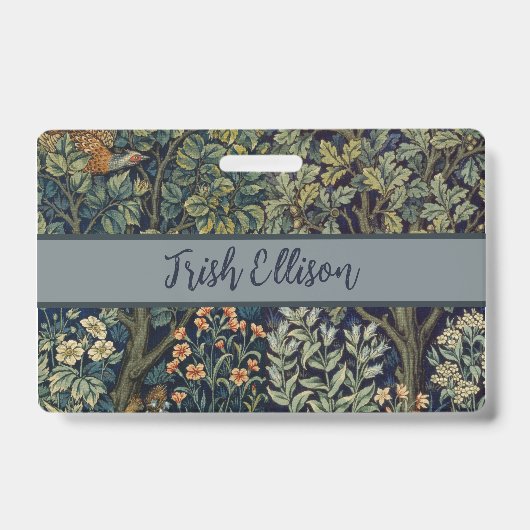 William Morris Pheasant Bird Tree Botanical Ausweis (Vorderseite)
