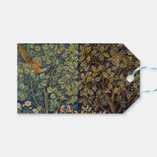 William Morris - Pheasant Bird Tree Botanical Geschenkanhänger (Vorderseite (Horizontal))