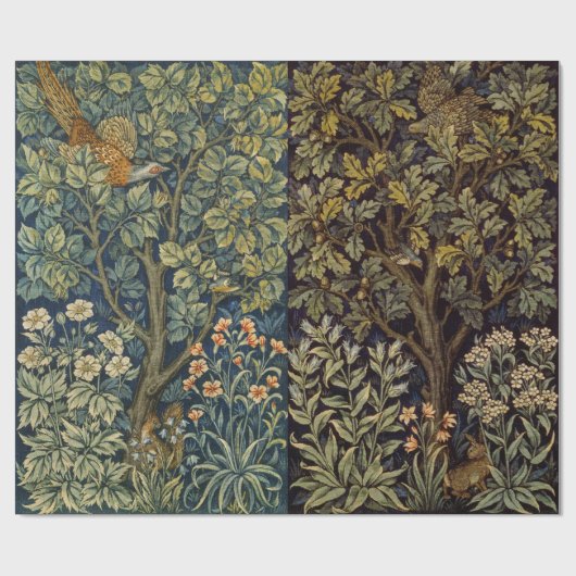 William Morris - Pheasant Bird Tree Botanical Geschenkpapier (Flach)