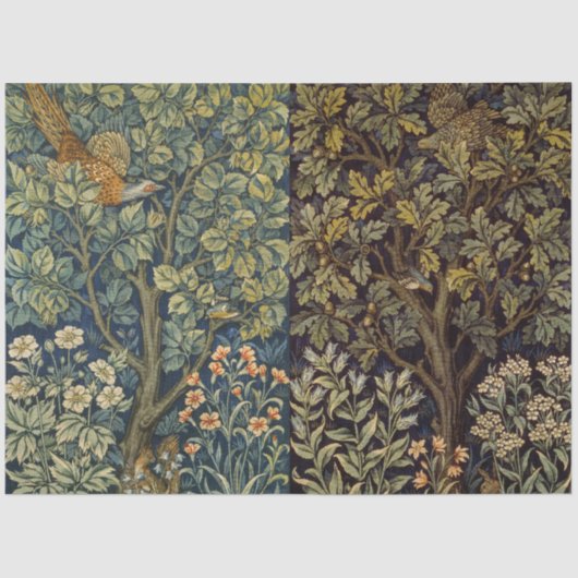 William Morris - Pheasant Bird Tree Botanical Seidenpapier (Vorderseite)