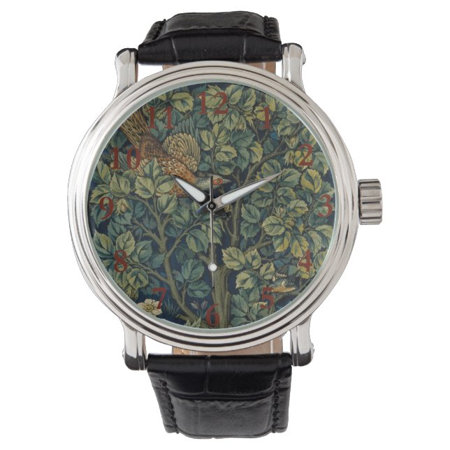 William Morris Pheasant Bird Tree Woodland Armbanduhr (Vorderseite)