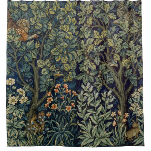 William Morris Pheasant Bird Tree Woodland Duschvorhang