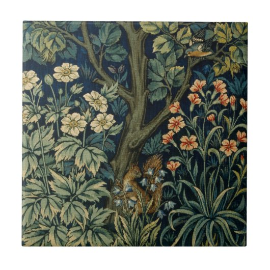 William Morris Pheasant Bird Tree Woodland Fliese (Vorderseite)