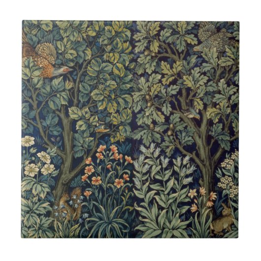 William Morris Pheasant Bird Tree Woodland Fliese (Vorderseite)