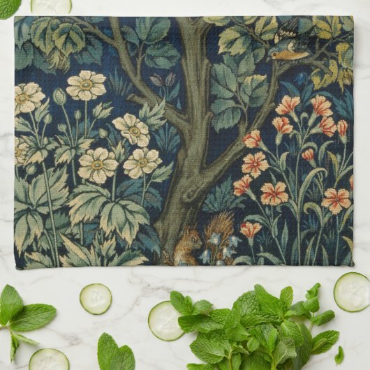 William Morris Pheasant Bird Tree Woodland Geschirrtuch (Gefaltet)