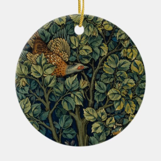 William Morris Pheasant Bird Tree Woodland Keramik Ornament (Vorne)