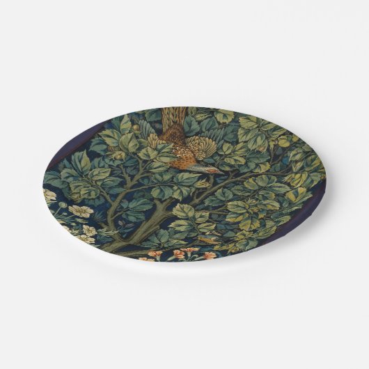William Morris Pheasant Bird Tree Woodland Pappteller (Schrägansicht)