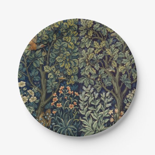 William Morris Pheasant Bird Tree Woodland Pappteller (Vorderseite)