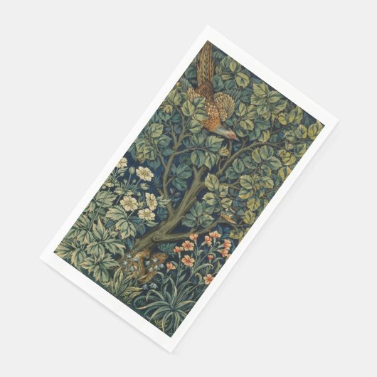 William Morris Pheasant Bird Tree Woodland Serviette (Ecke)