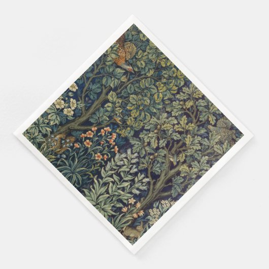 William Morris Pheasant Bird Tree Woodland Serviette (Ecke)