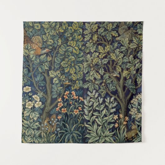 William Morris Pheasant Bird Tree Woodland Wandteppich (Vorderseite)