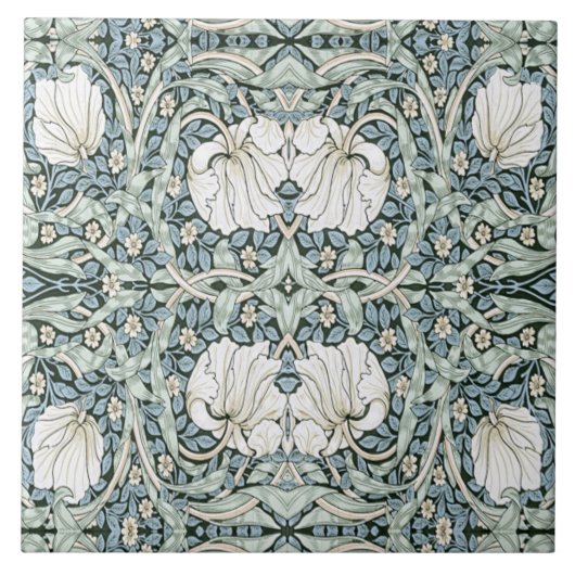 William Morris Pimpernel Blau Intricates Muster  Fliese (Vorderseite)