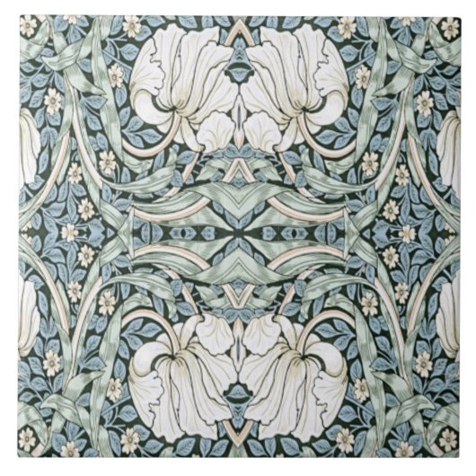 William Morris Pimpernel Blau Intricates Muster Fliese (Vorderseite)