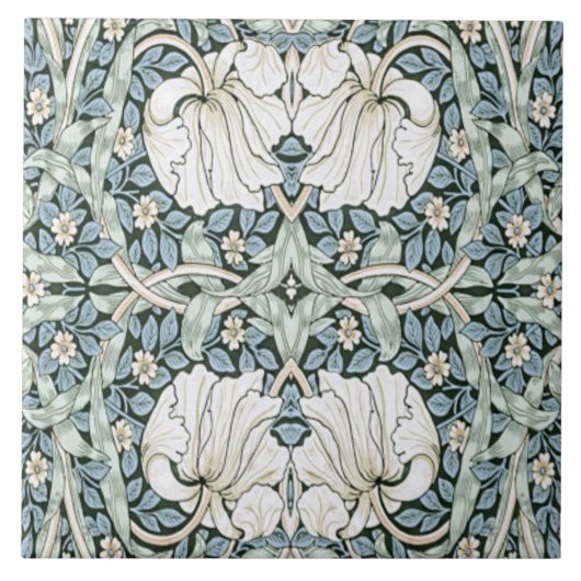 William Morris Pimpernel Blau Intricates Muster  Fliese (Vorderseite)