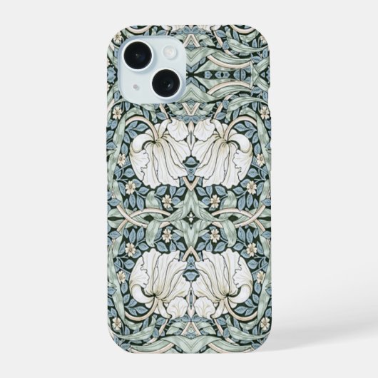 William Morris Pimpernel Blau Intricates Muster iPhone 15 Hülle (Rückseite)