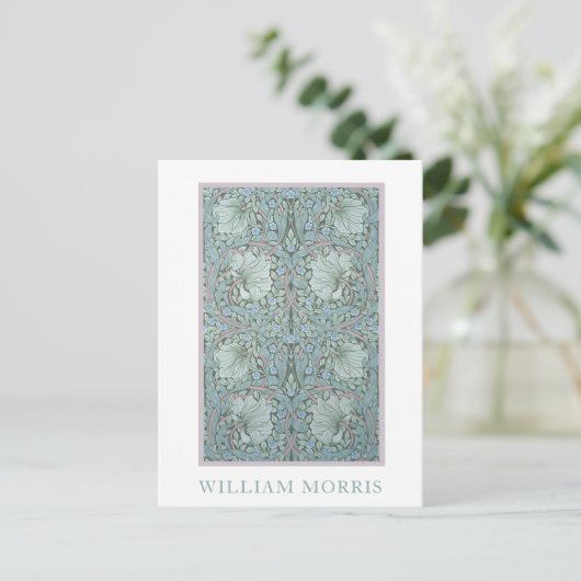 William Morris - Pimpernel: Blau und grüne Blume Postkarte (Stehend Vorderseite)