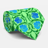 William Morris Pimpernel-, Blaues u. Limonesgrün Krawatte (Gerollt)
