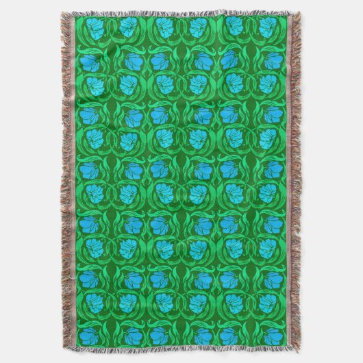 William Morris Pimpernel, Blue & Emerald Green Decke (Vorderseite Vertikal)