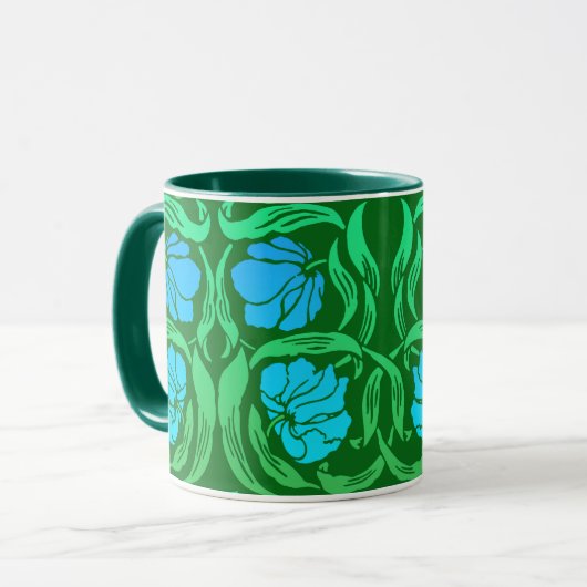William Morris Pimpernel, Blue & Emerald Green Tasse (Vorderseite Links)