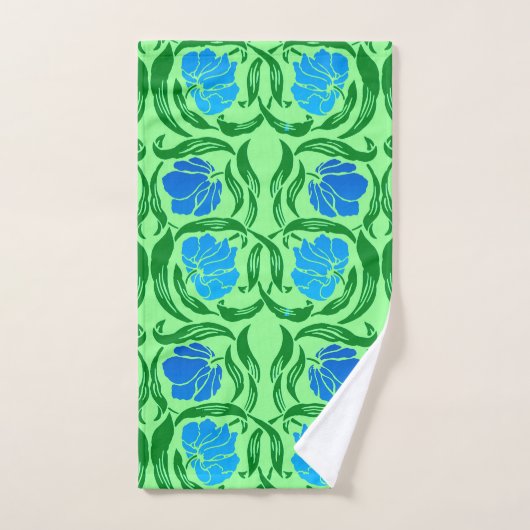 William Morris Pimpernel, Blue & Lime Green Badhandtuch Set (Handtuch)