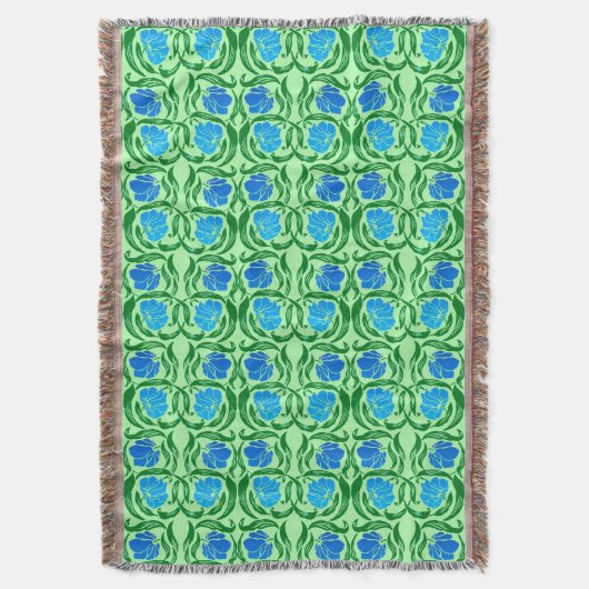 William Morris Pimpernel, Blue & Lime Green Decke (Vorderseite Vertikal)