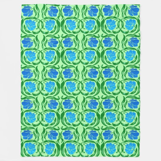 William Morris Pimpernel, Blue & Lime Green Fleecedecke (Vorderseite)