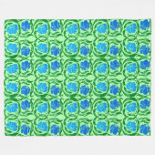 William Morris Pimpernel, Blue & Lime Green Fleecedecke (Vorderseite (Horizontal))