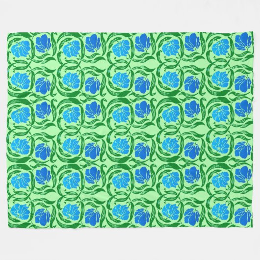 William Morris Pimpernel, Blue & Lime Green Fleecedecke (Vorderseite (Horizontal))
