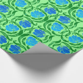 William Morris Pimpernel, Blue & Lime Green Geschenkpapier (Ecke)