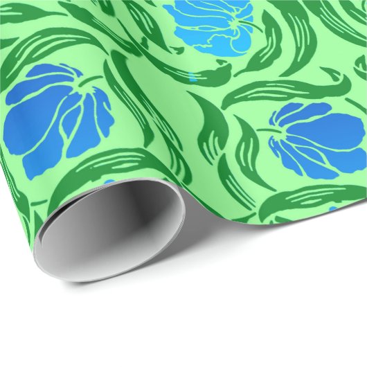 William Morris Pimpernel, Blue & Lime Green Geschenkpapier (Rolleneckpunkt)
