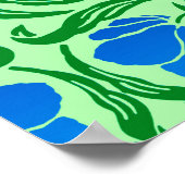 William Morris Pimpernel, Blue & Lime Green Poster (Ecke)