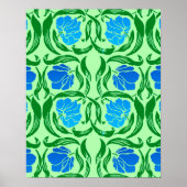 William Morris Pimpernel, Blue & Lime Green Poster (Vorne)