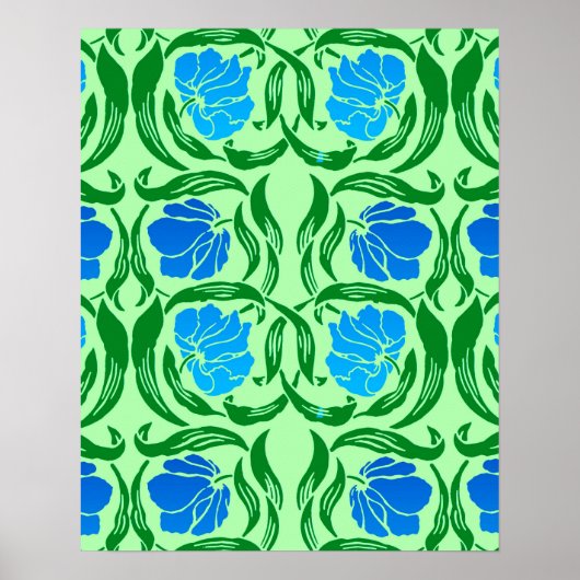 William Morris Pimpernel, Blue & Lime Green Poster (Vorne)