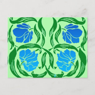 William Morris Pimpernel, Blue & Lime Green Postkarte