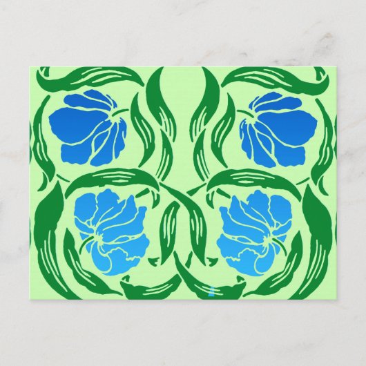William Morris Pimpernel, Blue & Lime Green Postkarte (Vorderseite)